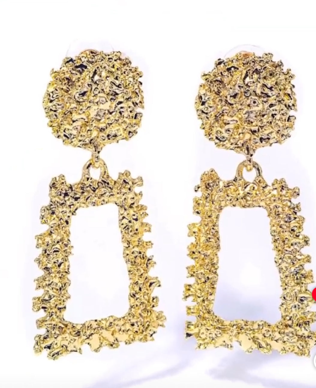 Floral bloom square suspend golden earring
