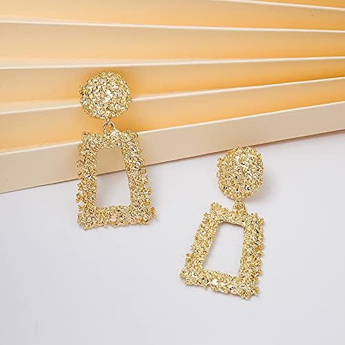 Floral bloom square suspend golden earring